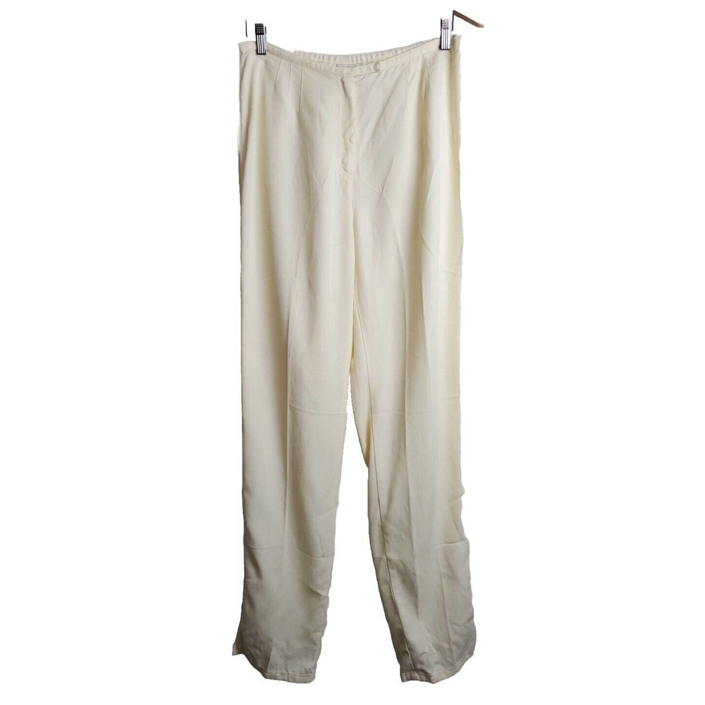 J Jill 12 Tall Pants Tencel Women Large Yellow Straight Leg‎ Long Lyocell High